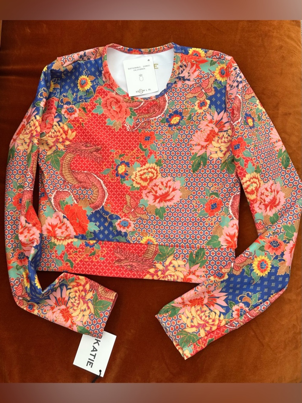 Skatie Swim Los Angeles NWT 3 Piece Swim Set Dragon Flowers Size Small - Picture 6 of 11